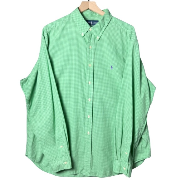 Ralph Lauren Men’s Classic Fit Button Front Shirt Long Sleeve Green Checked XXL - Picture 1 of 12